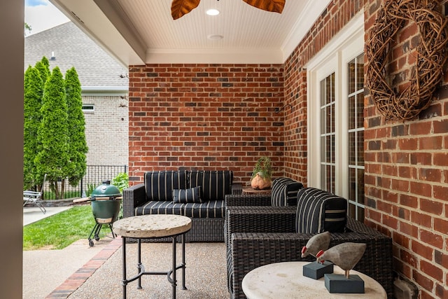 635 Band Dr, Franklin, TN 37064 - view of patio / terrace featuring an outdoor hangout area, a ceiling fan, and grilling area