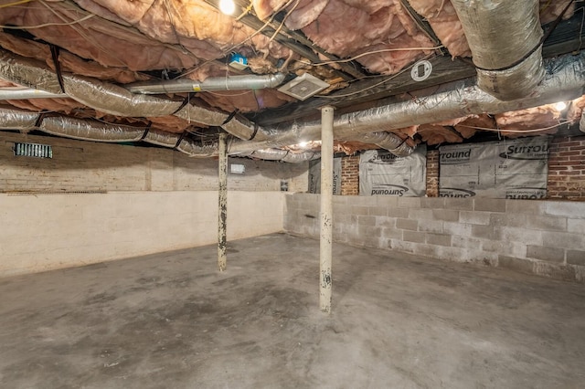 view of unfinished basement