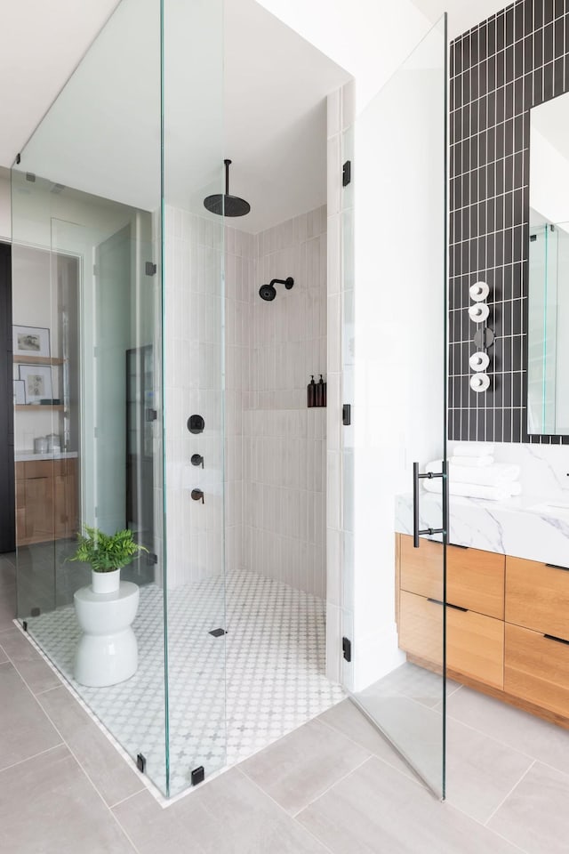 9052 Passiflora Ct, College Grove, TN 37046 - full bathroom featuring tile patterned floors and a shower stall