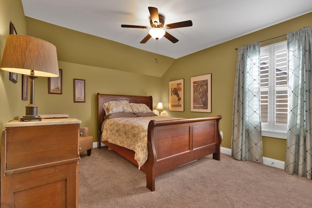 606 Tywater Crossing Blvd, Franklin, TN 37064 - bedroom featuring light carpet, baseboards, vaulted ceiling, and a ceiling fan