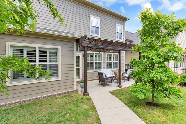 606 Tywater Crossing Blvd, Franklin, TN 37064 - back of house featuring a pergola, an outdoor living space, and a patio