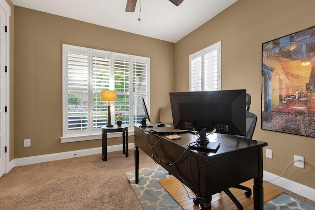 606 Tywater Crossing Blvd, Franklin, TN 37064 - home office with ceiling fan, baseboards, and carpet floors