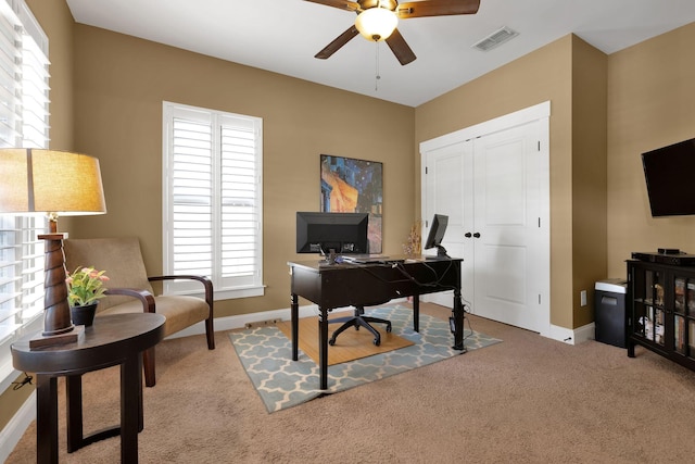 606 Tywater Crossing Blvd, Franklin, TN 37064 - carpeted home office with a ceiling fan and baseboards