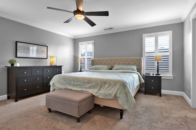 606 Tywater Crossing Blvd, Franklin, TN 37064 - bedroom featuring crown molding, light colored carpet, baseboards, and ceiling fan