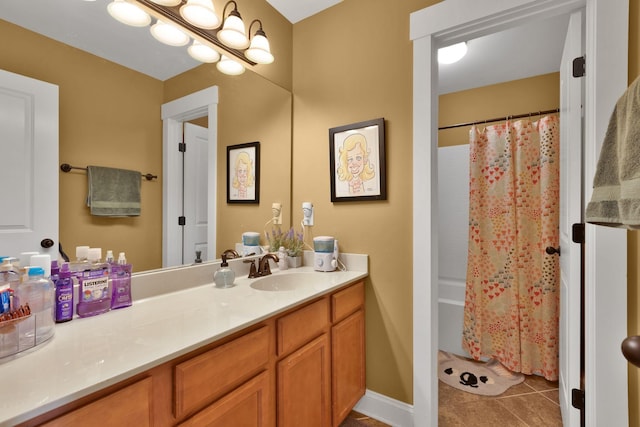 606 Tywater Crossing Blvd, Franklin, TN 37064 - bathroom featuring vanity, tile patterned floors, and curtained shower
