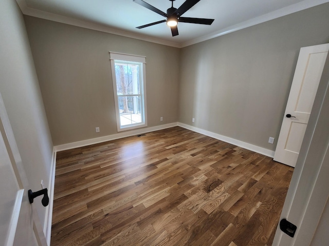 240 S Tunnel Rd, Portland, TN 37148 - empty room featuring wood finished floors, crown molding, a ceiling fan, and baseboards