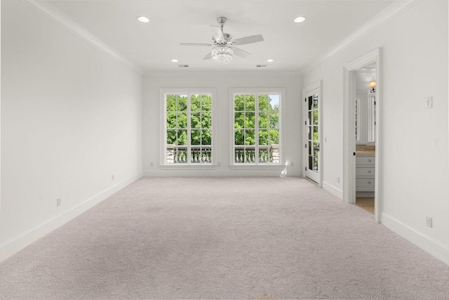 443 Canterbury Rise, Franklin, TN 37067 - carpeted empty room featuring crown molding, ceiling fan, baseboards, and recessed lighting