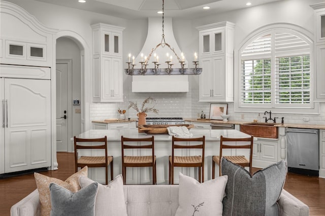 443 Canterbury Rise, Franklin, TN 37067 - kitchen with a sink, white cabinetry, recessed lighting, and a kitchen island