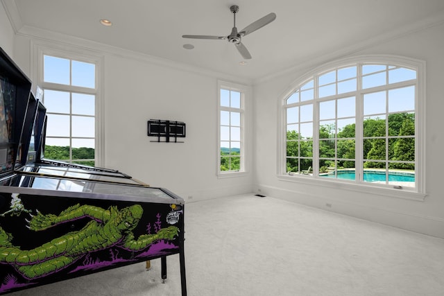 443 Canterbury Rise, Franklin, TN 37067 - carpeted bedroom with crown molding, recessed lighting, a ceiling fan, and baseboards