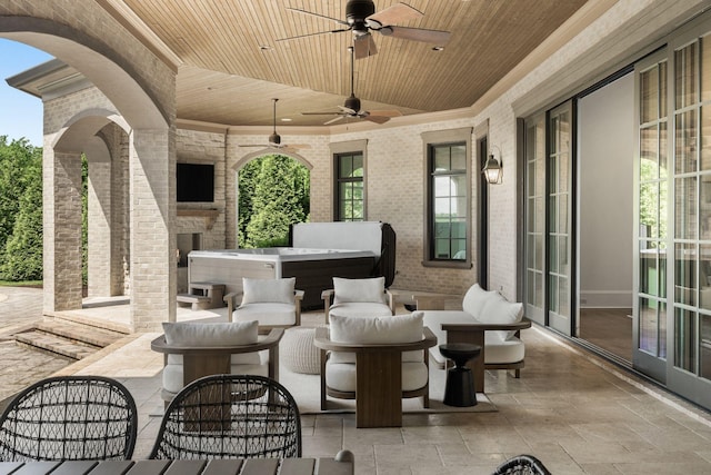 443 Canterbury Rise, Franklin, TN 37067 - view of patio / terrace featuring a hot tub and a ceiling fan