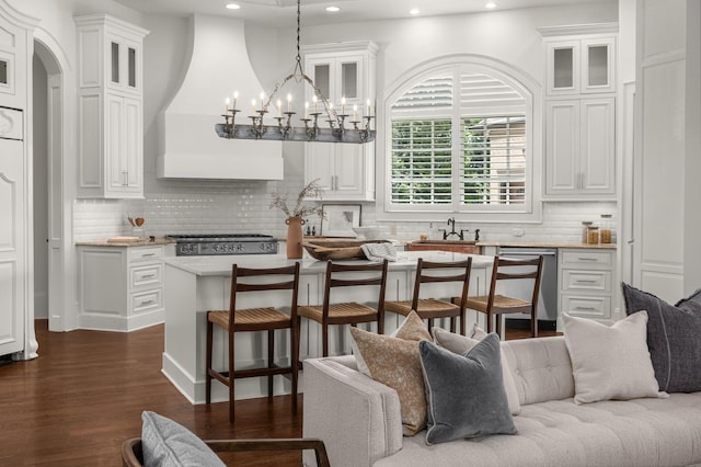 443 Canterbury Rise, Franklin, TN 37067 - kitchen with open floor plan, stainless steel dishwasher, a sink, recessed lighting, and white cabinets