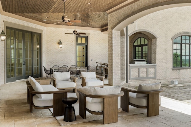 443 Canterbury Rise, Franklin, TN 37067 - view of patio featuring french doors, outdoor dining area, and a ceiling fan