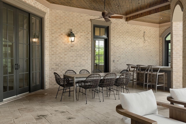 443 Canterbury Rise, Franklin, TN 37067 - view of patio with french doors, a ceiling fan, and outdoor dining space