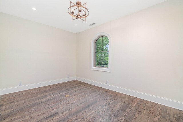 909 Gale Ln Unit A, Nashville, TN 37204 - spare room with wood finished floors, a chandelier, baseboards, and recessed lighting