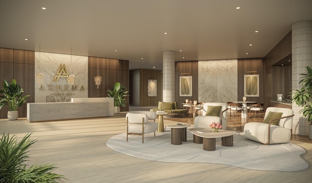 community lobby featuring recessed lighting