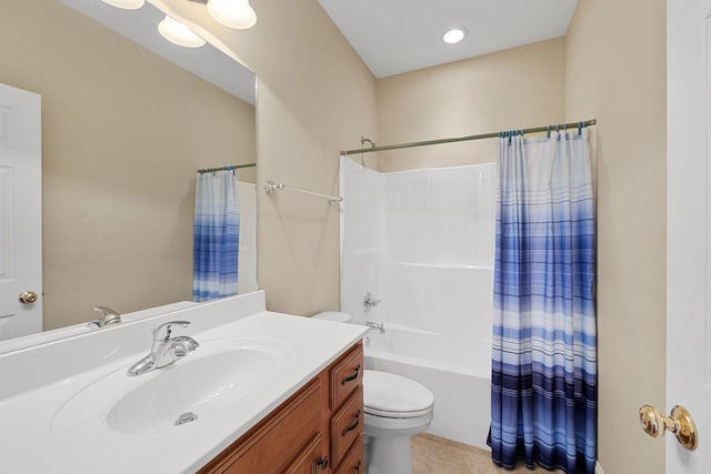 153 Magnolia Glen Cir, Manchester, TN 37355 - full bathroom featuring toilet, shower / bath combo with shower curtain, vanity, and tile patterned floors