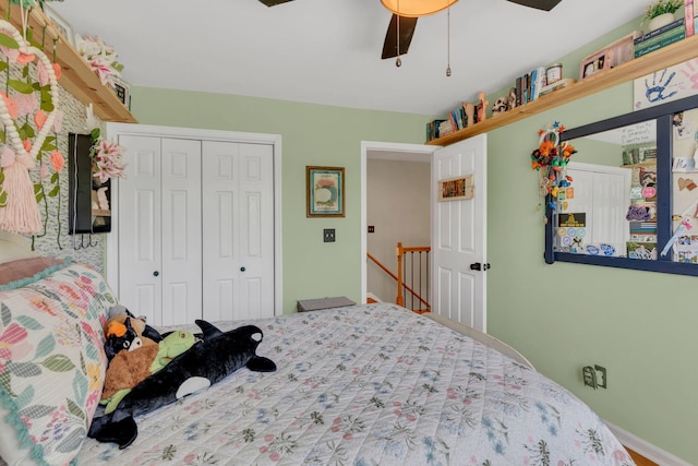 213 Hickory Trl, White House, TN 37188 - bedroom with a closet and a ceiling fan