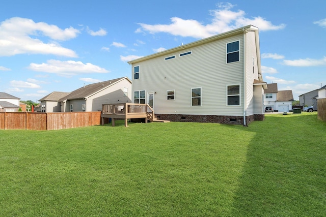 5902 Covent Ln, Smyrna, TN 37167 - rear view of house with crawl space, a deck, and central AC unit