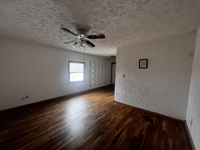 555 Oakley Allons Rd, Allons, TN 38541 - empty room with a textured ceiling, baseboards, wood finished floors, ceiling fan, and a textured wall