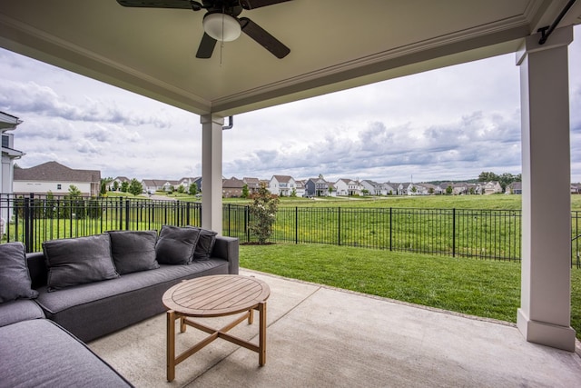 6510 Rusty Blackbird Ct, Murfreesboro, TN 37128 - view of patio with a residential view, a ceiling fan, and an outdoor living space