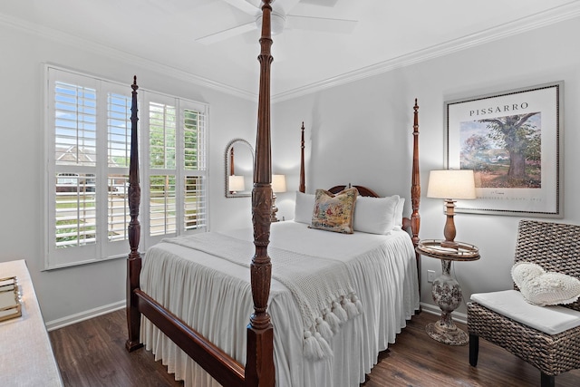 1013 Nealcrest Cir, Spring Hill, TN 37174 - bedroom featuring wood finished floors, baseboards, crown molding, and a ceiling fan