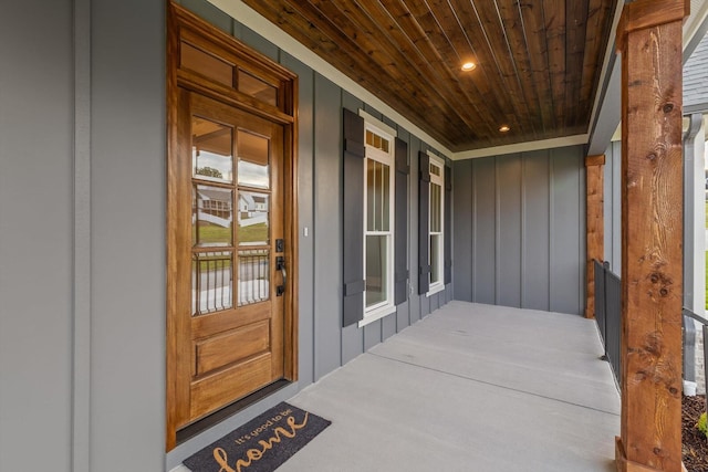 264 Goose Creek Cir, Soddy Daisy, TN 37379 - doorway to property with board and batten siding and a porch