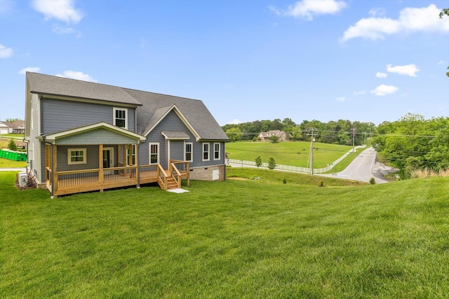 264 Goose Creek Cir, Soddy Daisy, TN 37379 - rear view of house featuring a wooden deck and a yard