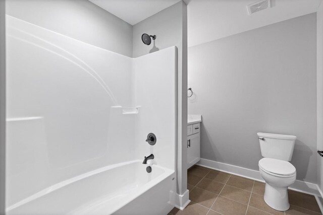 264 Goose Creek Cir, Soddy Daisy, TN 37379 - bathroom featuring toilet, vanity, tub / shower combination, baseboards, and tile patterned flooring
