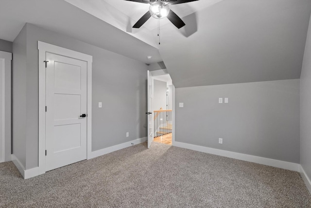 264 Goose Creek Cir, Soddy Daisy, TN 37379 - additional living space featuring ceiling fan, carpet, baseboards, and lofted ceiling