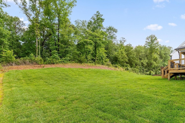 264 Goose Creek Cir, Soddy Daisy, TN 37379 - view of green lawn with a wooden deck and stairway