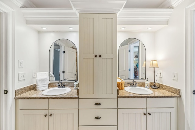 5432 Parker Branch Rd, Franklin, TN 37064 - bathroom featuring double vanity and crown molding