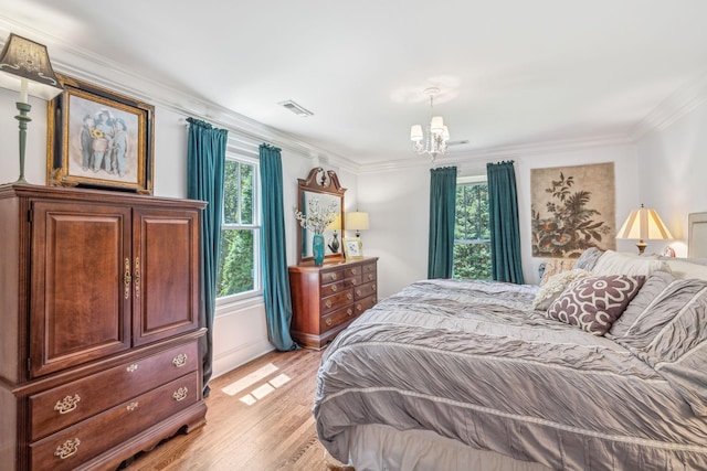 5432 Parker Branch Rd, Franklin, TN 37064 - bedroom featuring a chandelier, light wood-style flooring, and ornamental molding