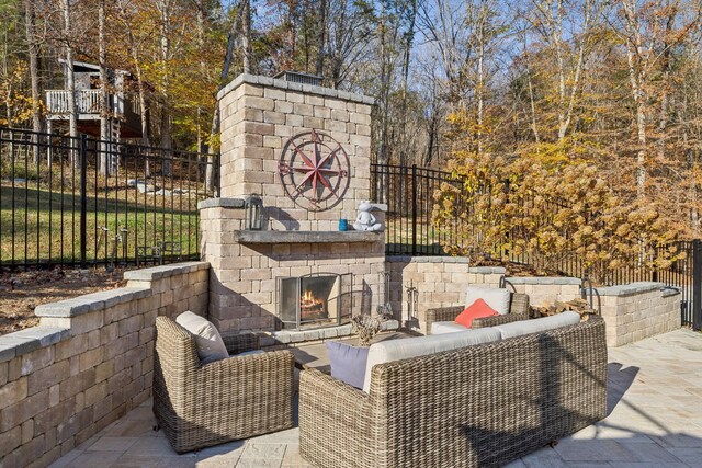 5432 Parker Branch Rd, Franklin, TN 37064 - view of patio / terrace featuring fence and an outdoor living space with a fireplace