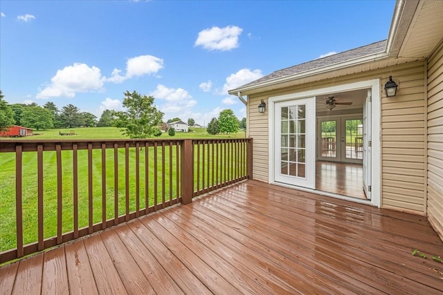 205 Jackson St, Cowan, TN 37318 - wooden deck featuring french doors and a lawn