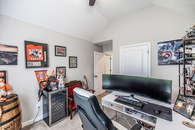 1461 Round Rock Dr, Murfreesboro, TN 37128 - home office with vaulted ceiling, carpet flooring, and baseboards
