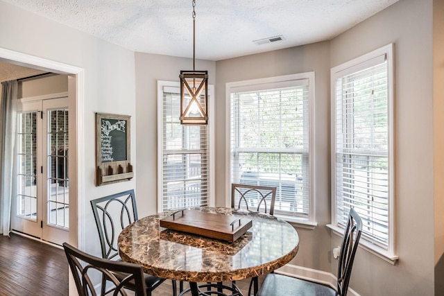 1461 Round Rock Dr, Murfreesboro, TN 37128 - dining space with a textured ceiling, plenty of natural light, dark wood-style floors, and baseboards