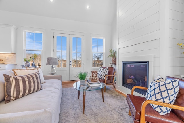 4455 Knox Ln, Cookeville, TN 38506 - living room with wood finished floors, healthy amount of natural light, a glass covered fireplace, recessed lighting, and vaulted ceiling