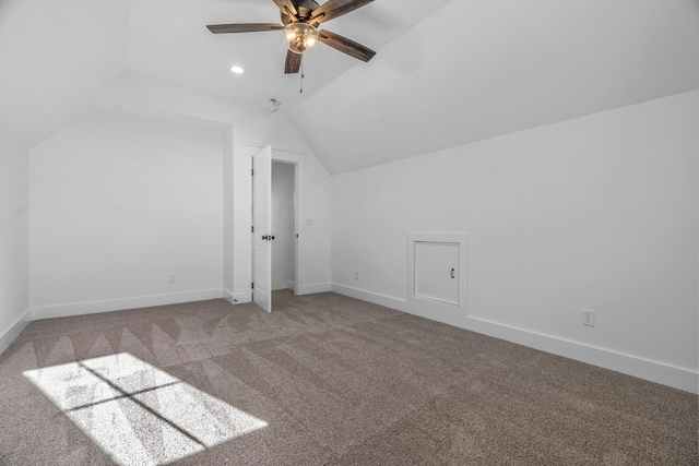 4455 Knox Ln, Cookeville, TN 38506 - additional living space with vaulted ceiling, ceiling fan, carpet flooring, baseboards, and recessed lighting