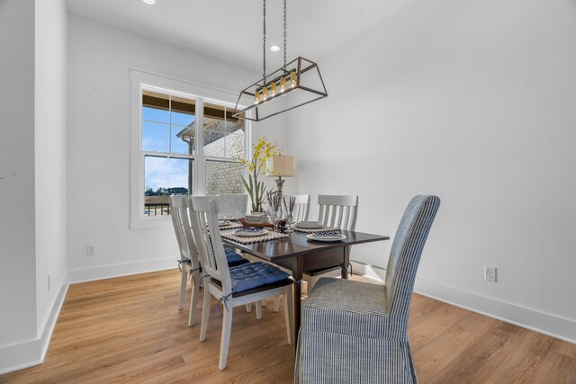 4455 Knox Ln, Cookeville, TN 38506 - dining space with baseboards, a chandelier, wood finished floors, and recessed lighting