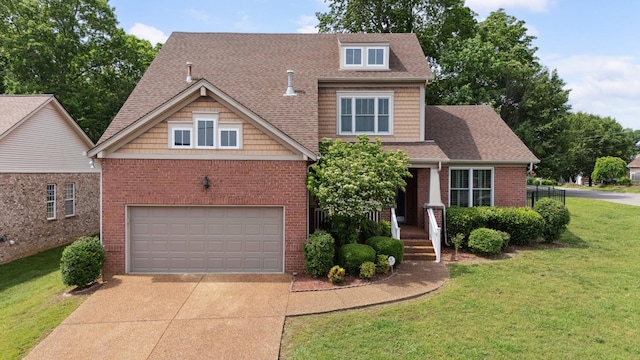 3045 Cairns Dr W, Mount Juliet, TN 37122 - craftsman-style home with a front lawn, a garage, brick siding, driveway, and a shingled roof