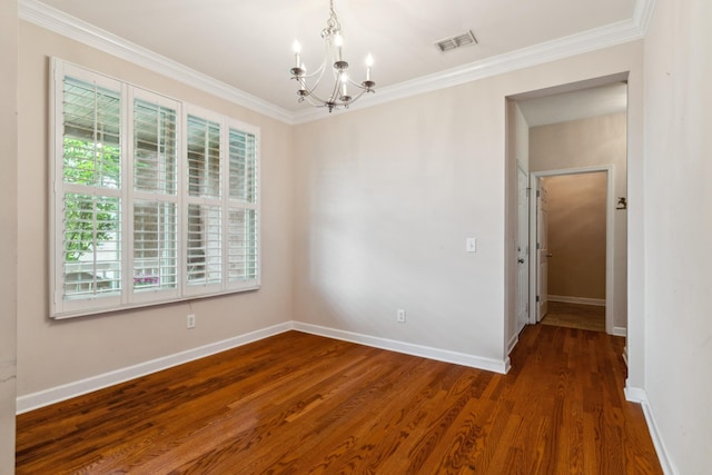 3045 Cairns Dr W, Mount Juliet, TN 37122 - spare room featuring a chandelier, crown molding, wood finished floors, and baseboards