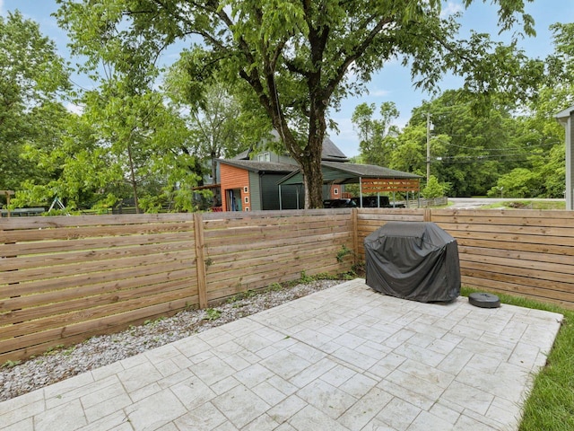 view of patio / terrace with a grill
