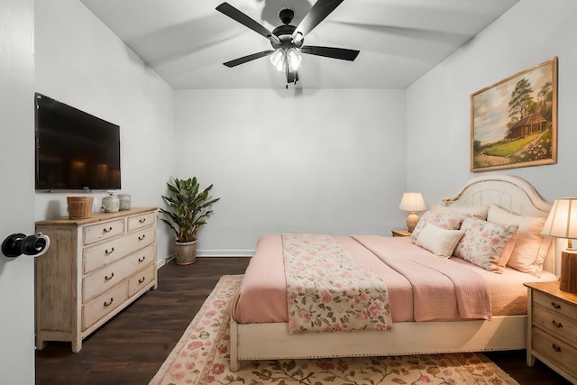 124 Tom Link Rd, Cottontown, TN 37048 - bedroom with dark wood finished floors, baseboards, and a ceiling fan