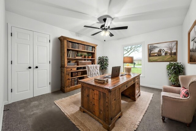 124 Tom Link Rd, Cottontown, TN 37048 - carpeted office featuring ceiling fan and baseboards