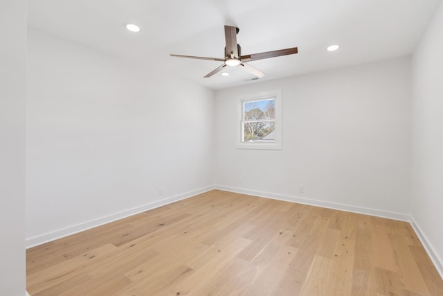 208 Roberta Dr, Hendersonville, TN 37075 - unfurnished room with ceiling fan, baseboards, light wood-type flooring, and recessed lighting