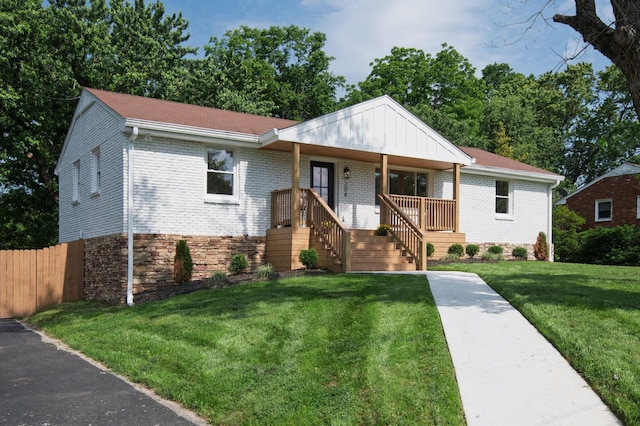 208 Roberta Dr, Hendersonville, TN 37075 - view of front of property featuring a porch, brick siding, stairs, and board and batten siding