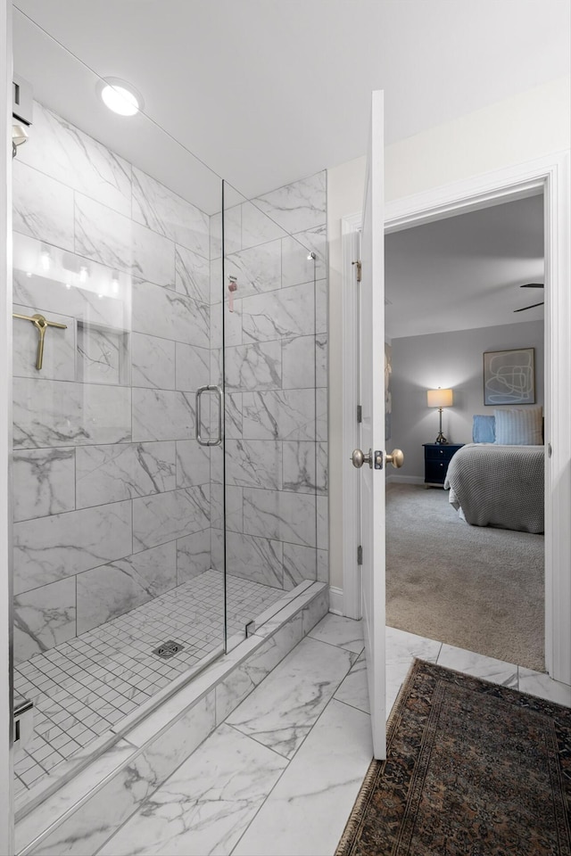 3983 Inlet Loop, Chattanooga, TN 37416 - bathroom featuring marble finish flooring, ensuite bath, a shower stall, and baseboards