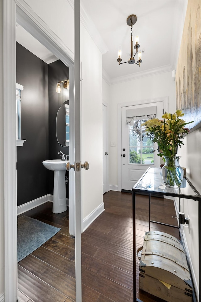 3983 Inlet Loop, Chattanooga, TN 37416 - entrance foyer featuring a chandelier, crown molding, wood finished floors, and baseboards