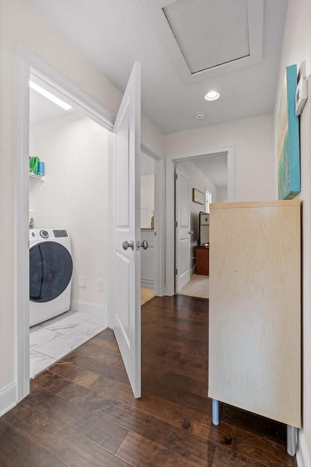 3983 Inlet Loop, Chattanooga, TN 37416 - washroom featuring washer / clothes dryer, recessed lighting, wood finished floors, and baseboards