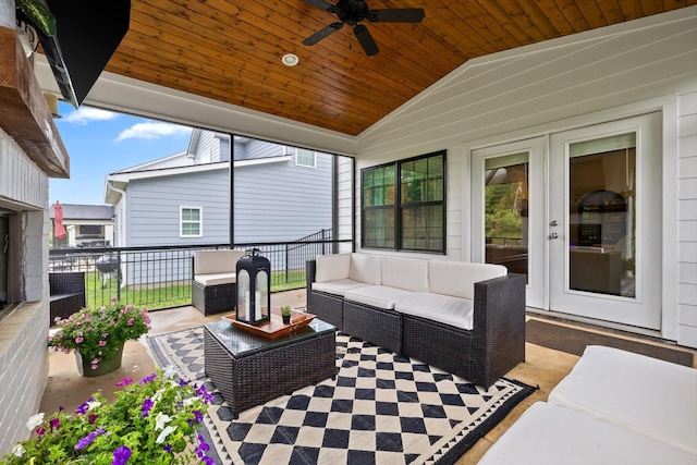 3983 Inlet Loop, Chattanooga, TN 37416 - view of patio featuring an outdoor living space, a ceiling fan, and french doors